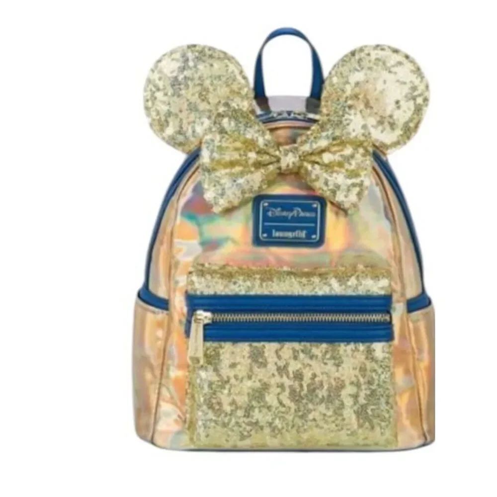 Disney Parks Loungefly Sequined EARidescent Iridescent Gold Backpack Bag NWT